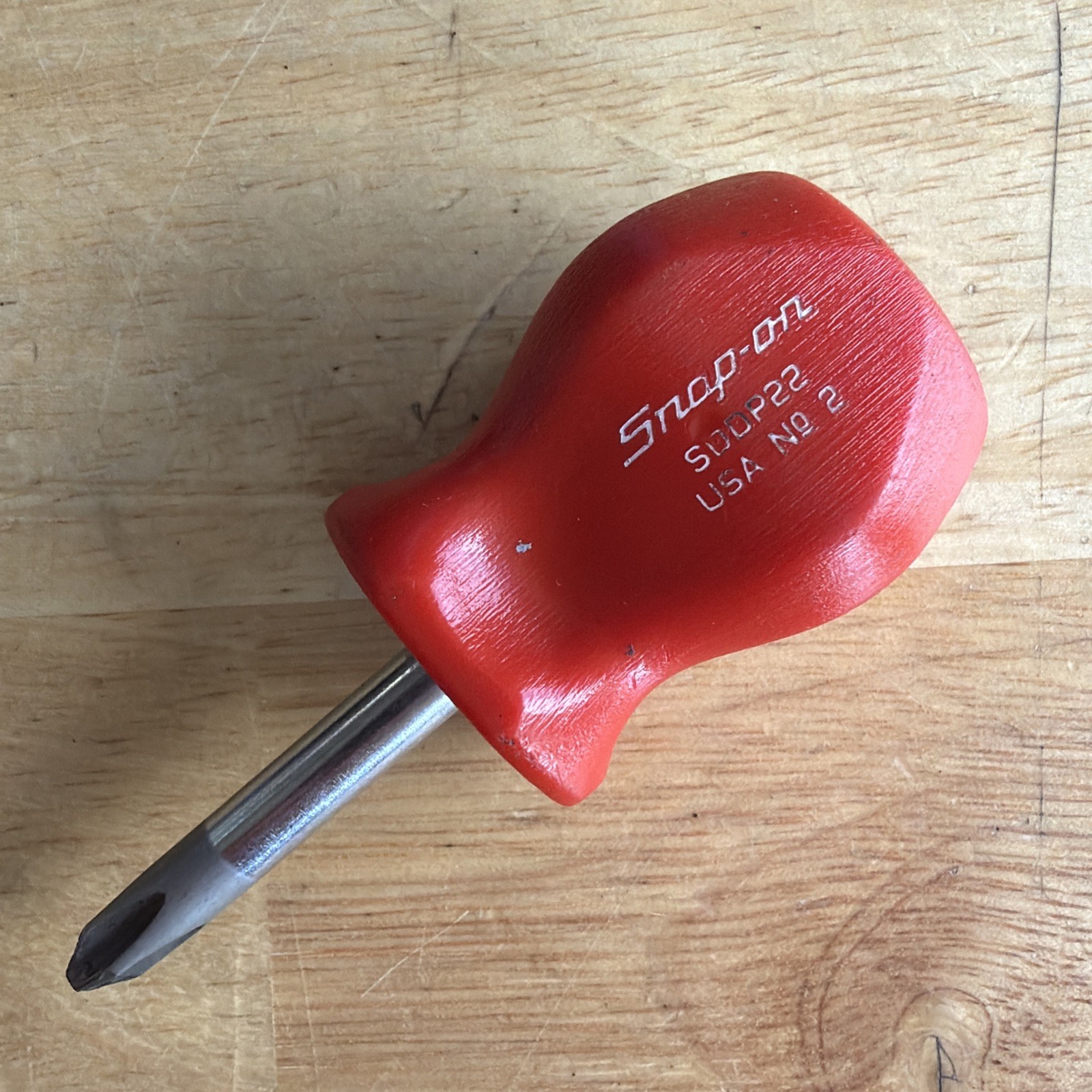 Snap On Tools P2 No. 2 Short Stubby Phillips Screwdriver Red SDDP22 USA READ!