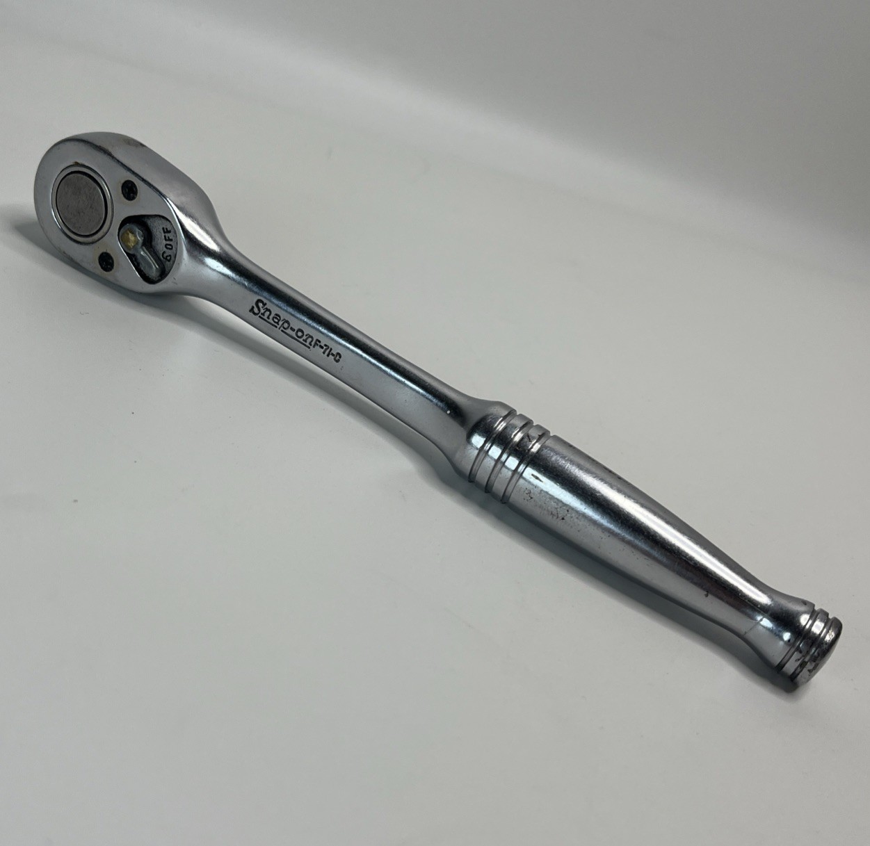 Snap On 3/8” Drive Standard Handle Fixed Head Chrome Ratchet F71C — Lot 3711