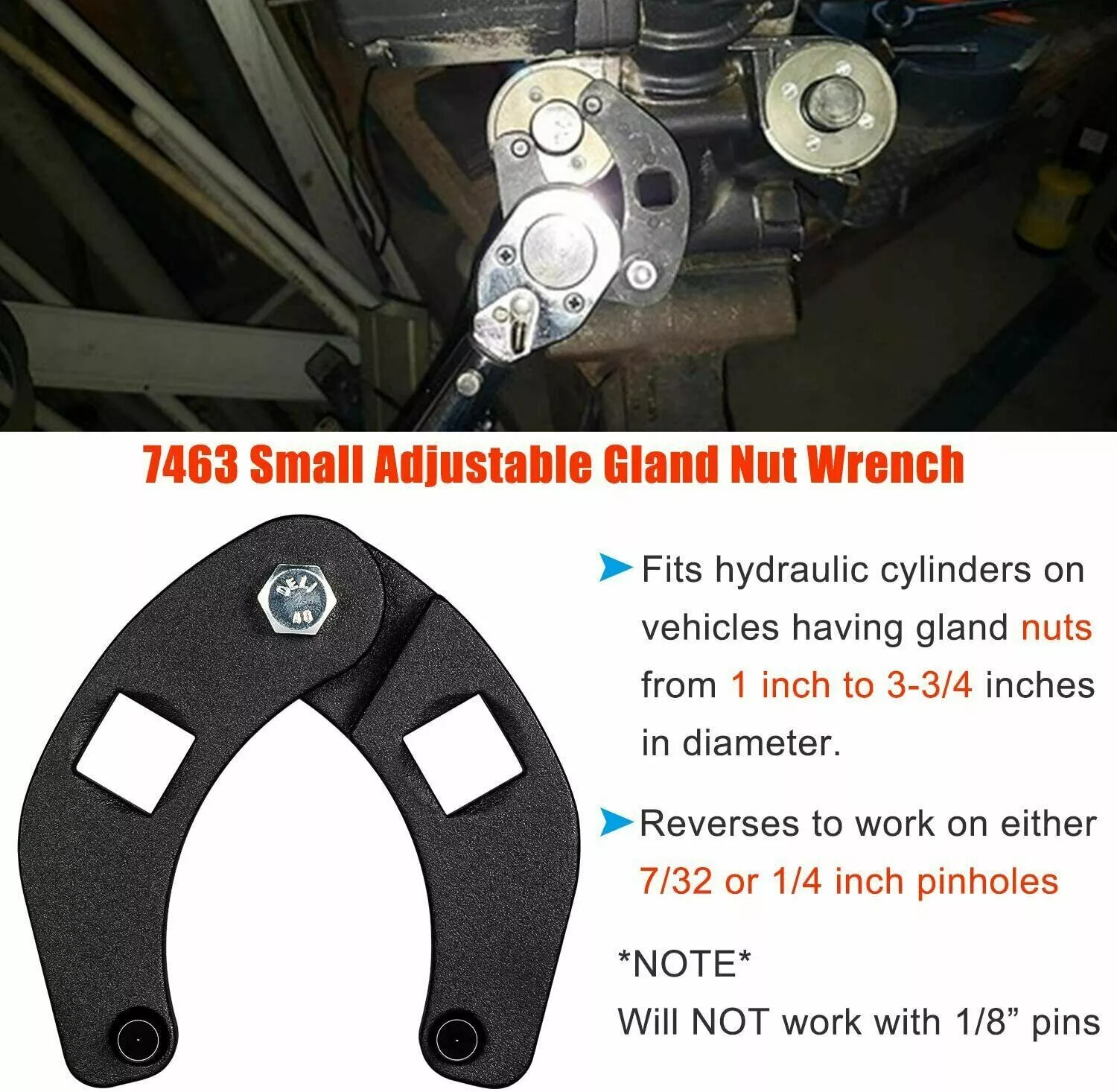 Adjustable Gland Nut Wrench 7463 Spanner Repair Tool for Hydraulic Cylinders