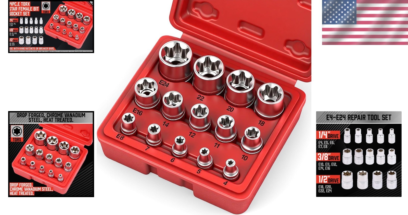 Durable 14-Piece E-TORX Socket Set – Ideal for Automotive & Industrial Use