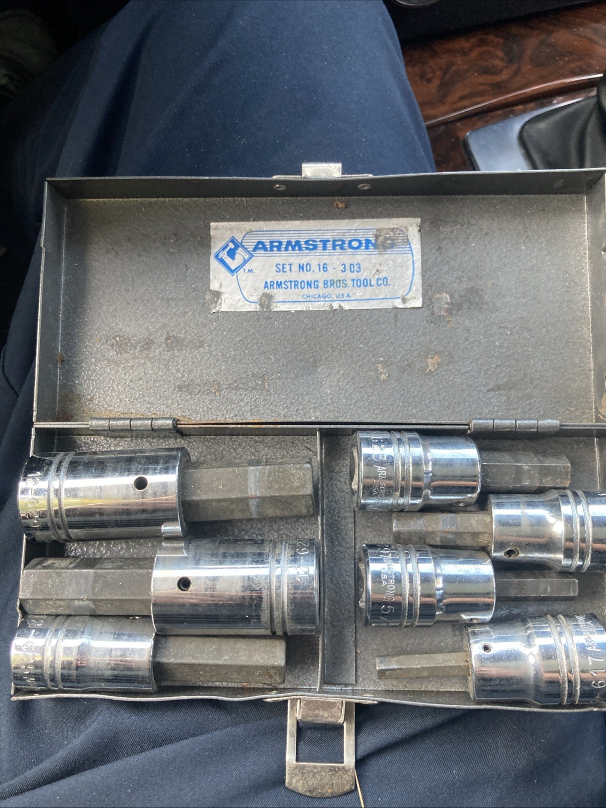 Vintage Armstrong 1/2″ Drive 7pc Hex Key Socket Set 16-303 USA 1/4″-5/8″.-E