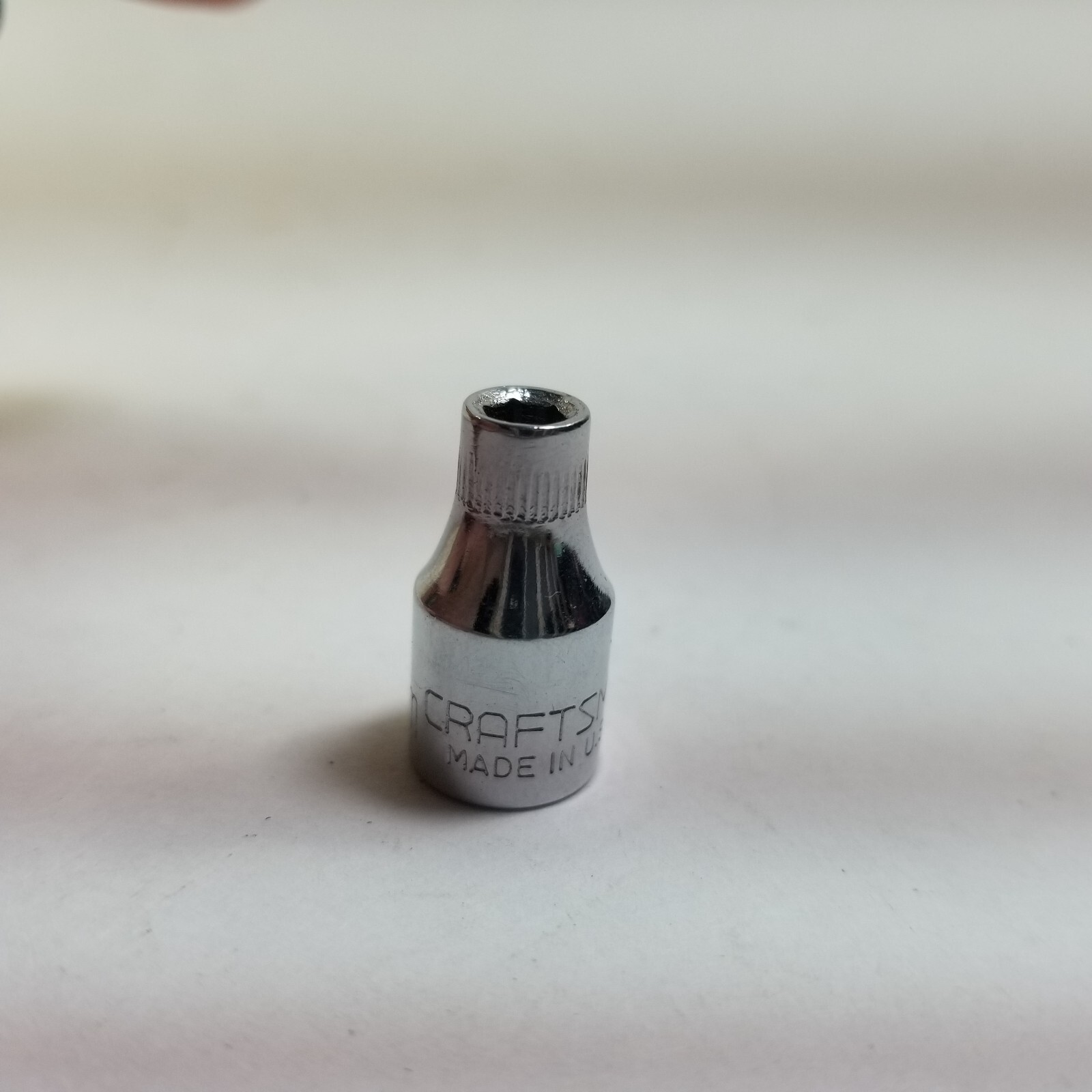 Vintage Craftsman 1/4″ Drive 4MM 6 Pt Shallow Socket G 43505 Top Knurl USA