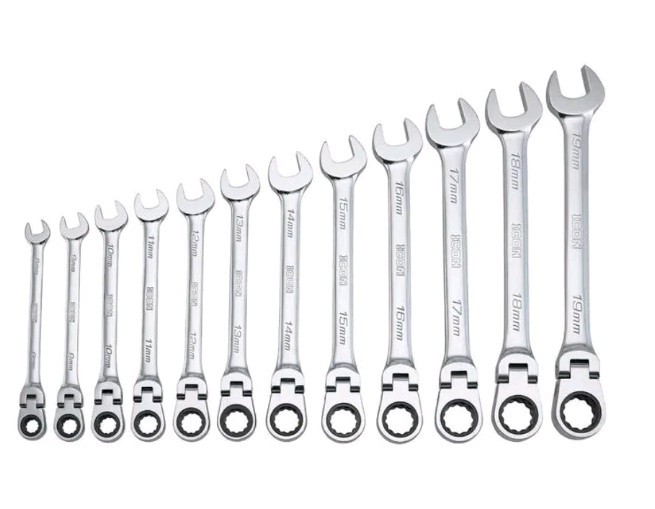 ICON Professional Flex-Head Ratcheting Combination Wrench 12-Pc 56427 WRFM-12