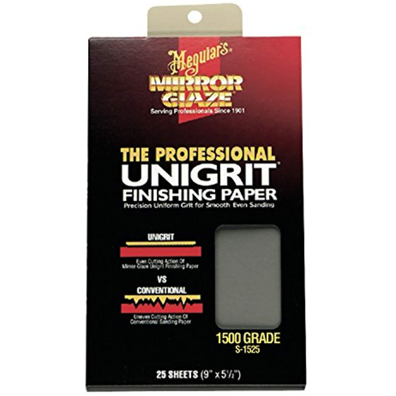 MEGUIAR’S S1525 Mirror Glaze 1500 Grit Unigrit Finishing Paper, 25 Pack