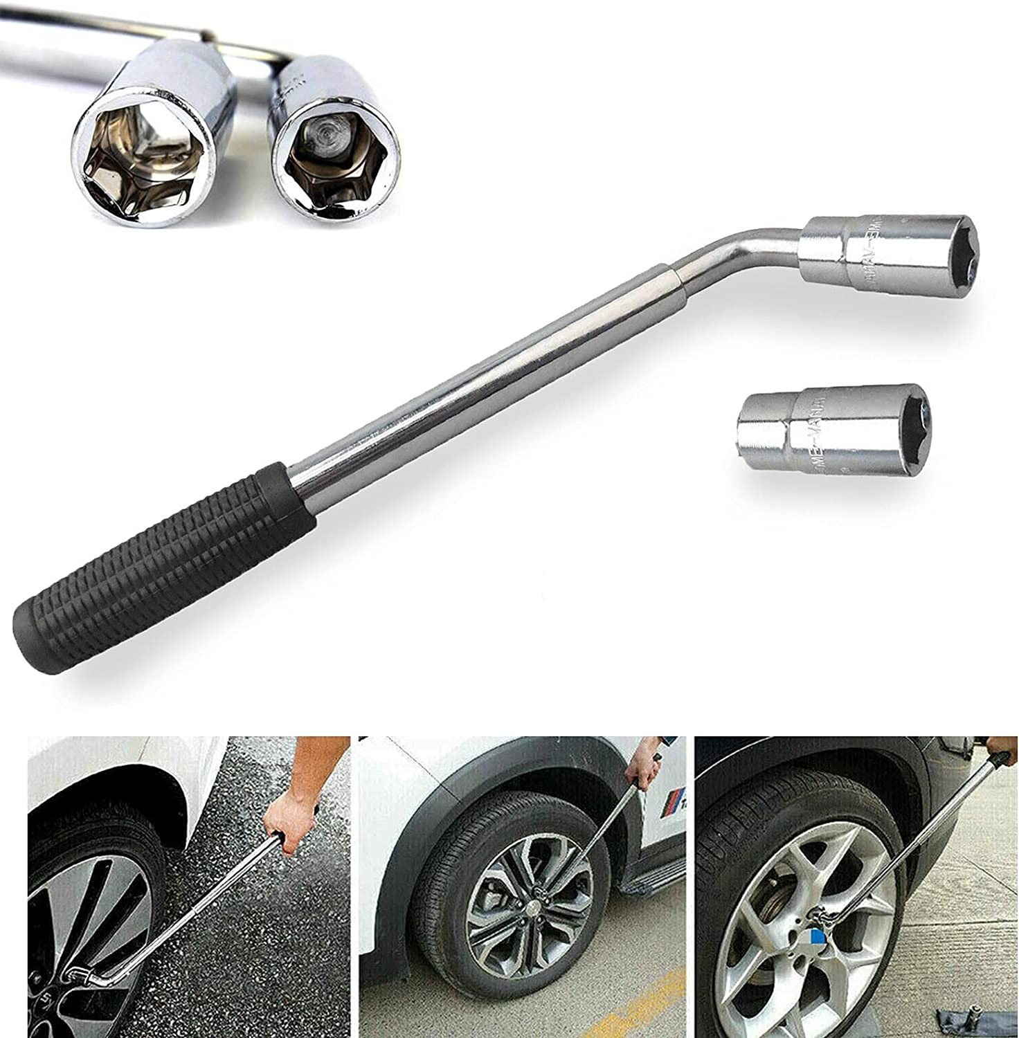 Wheel Lug Wrench Standard Sockets Telescoping Extendable Car Tire Nut Tool 4size