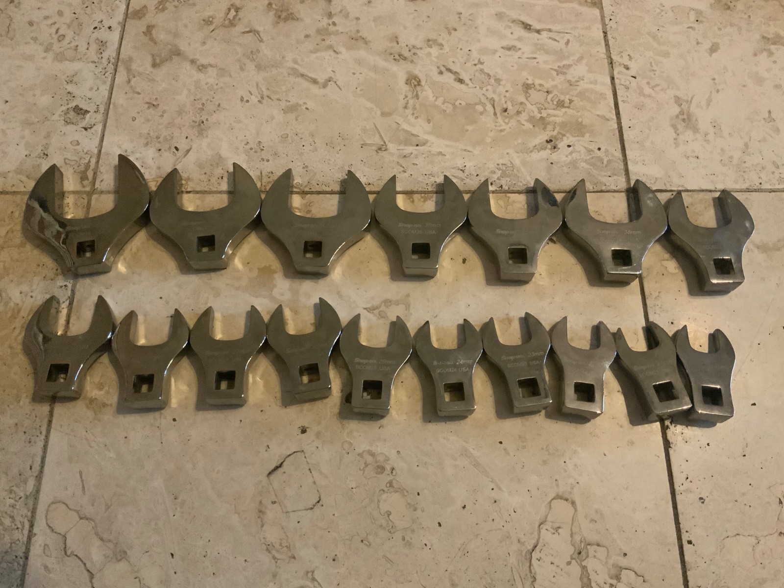 Snap On 17 Pc 1/2” Dr Metric Crowfoot Wrenches 20 – 46 mm incomplete