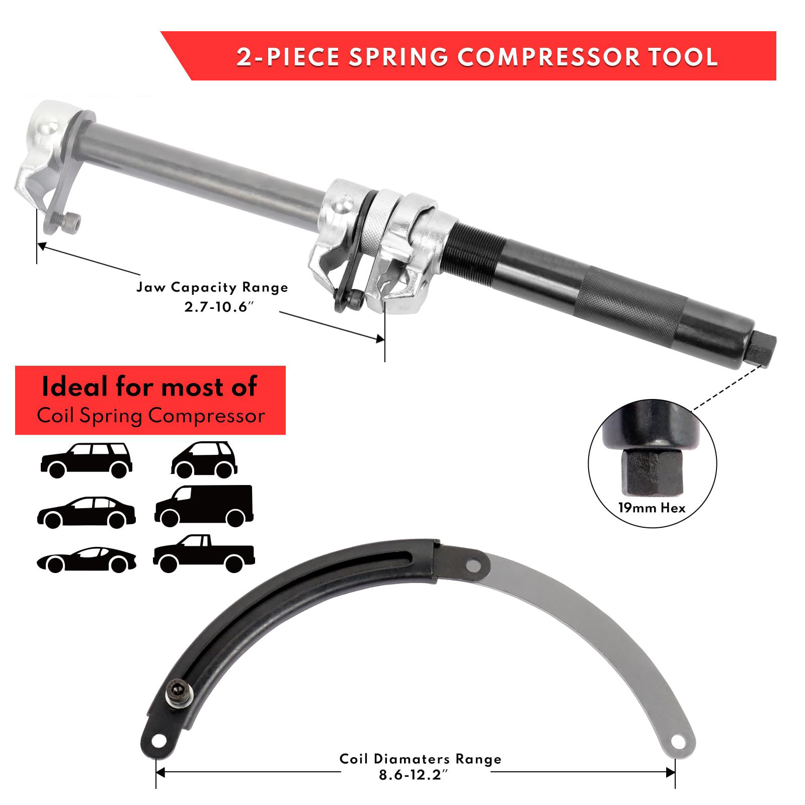 Heavy Duty Macpherson Strut Coil Spring Compressor Tool with Safety Jaws Holder