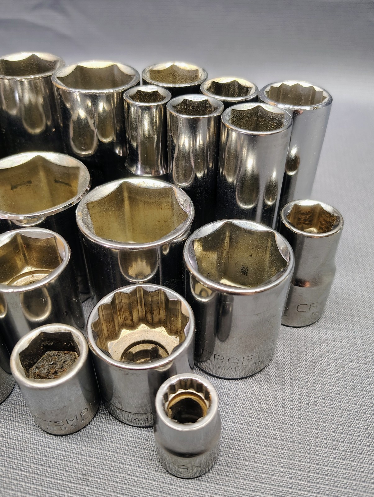 Lot of 24 Vintage Craftsman 6 & 12 Point Sockets – Multiple Sizes