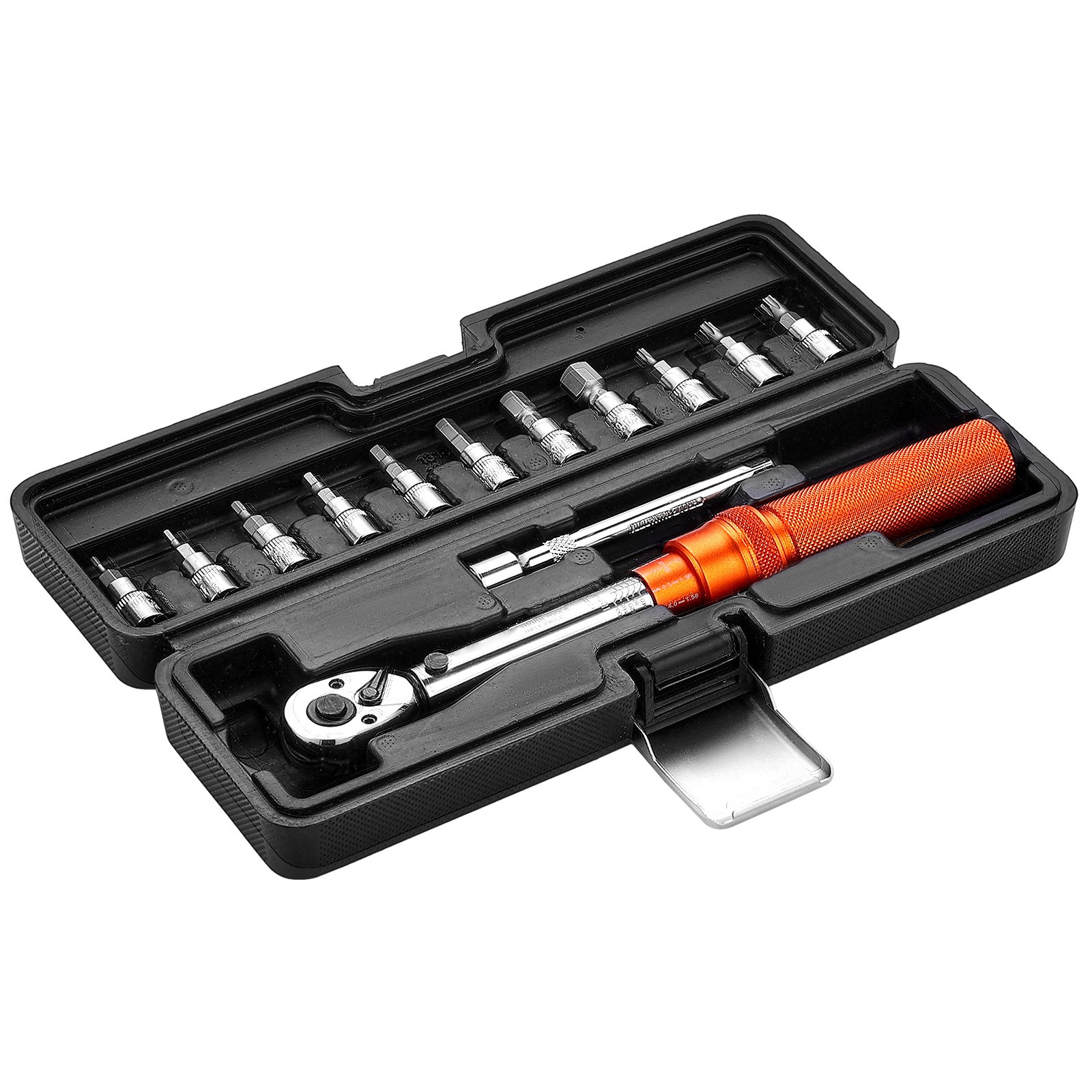Click Torque Wrench Set 1/4 Inch Drive 20-200lbf-in /2.3-22.6N.m 72-Tooth Orange