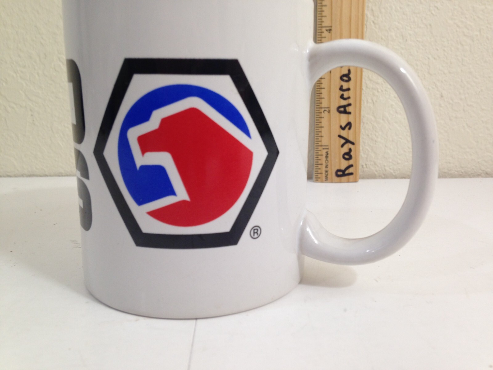 Matco Tools Vintage Ceramic Coffee Mug Cup White black red blue