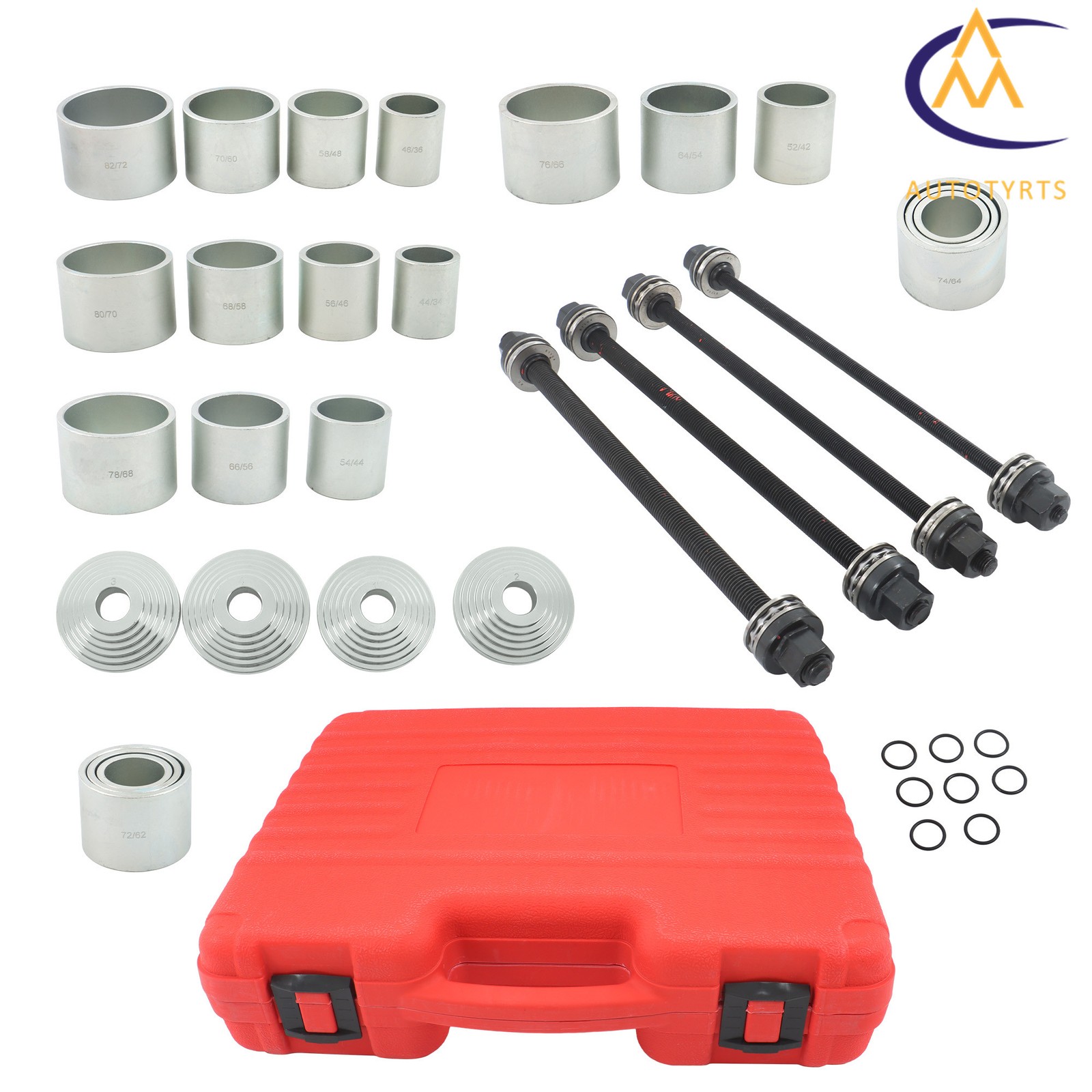 28PCS Compression and Tension Sleeve Set Bearing Disassembly Tool Kit Universal