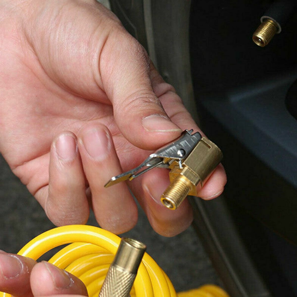 6 Pcs 8mm Car Tyre Wheel Tire Air Chuck Inflator Pump Valve Clip Connector Brass