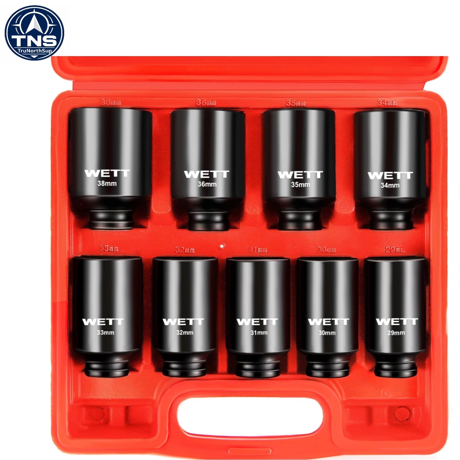 9-Piece Chrome Vanadium 1/2″ Drive Deep Socket Set with Black Phosphate Finish