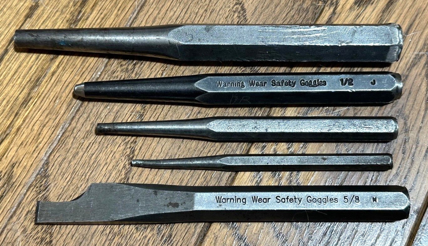 🇺🇸 MAC Craftsman Tools Starter Punch Flat Cold Chisel Set Tapered Pin Lot USA