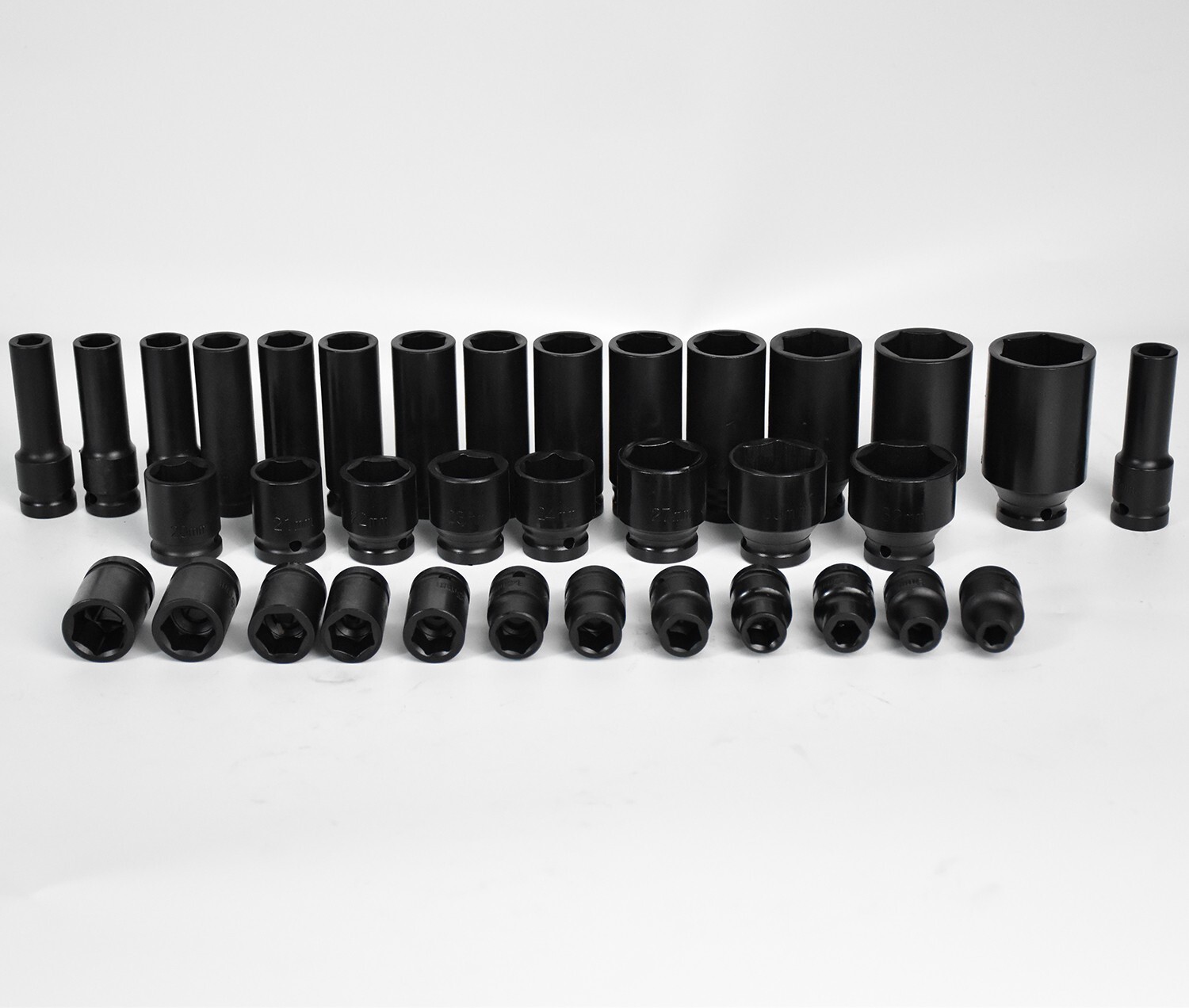 Impact Sockets Set 1/2 Inch Drive 35 PCS Metric 8mm-32mm Deep Length 6-Point Set