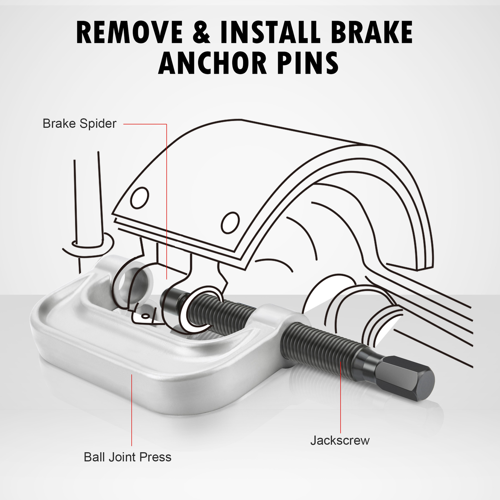 OMT 4 in 1 Ball Joint Press & U Joint Removal Tool Kit w 4-Wheel Drive Adapters