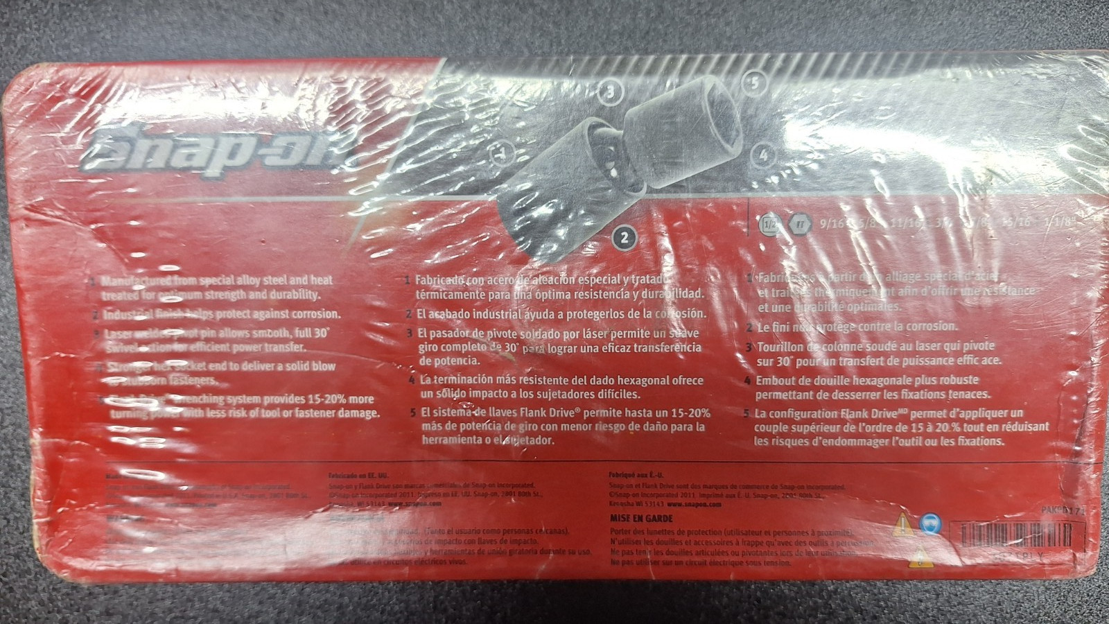 Snap On 1/2″ Drive Wobble Socket Set SAE 9/16 to 1 1/8 Inch Set 3071PLY SEALED