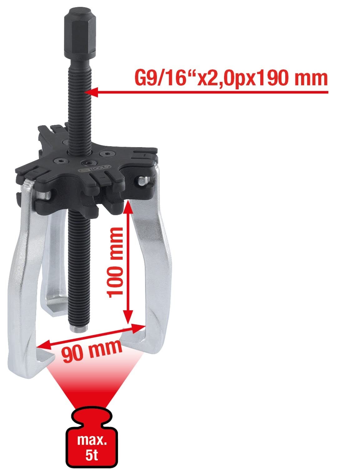 640.4204 universal puller 2 + 3 arms 90 mm, size 2, 5t