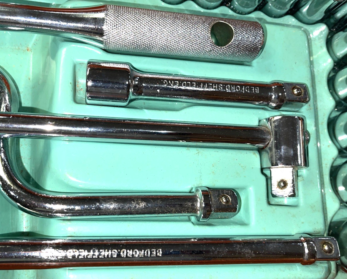 BEDFORD SHEFFIELD TOOLS NEW 1/2 DRIVE 37 PIECE GENERAL SERVICE SET IN RED BOX