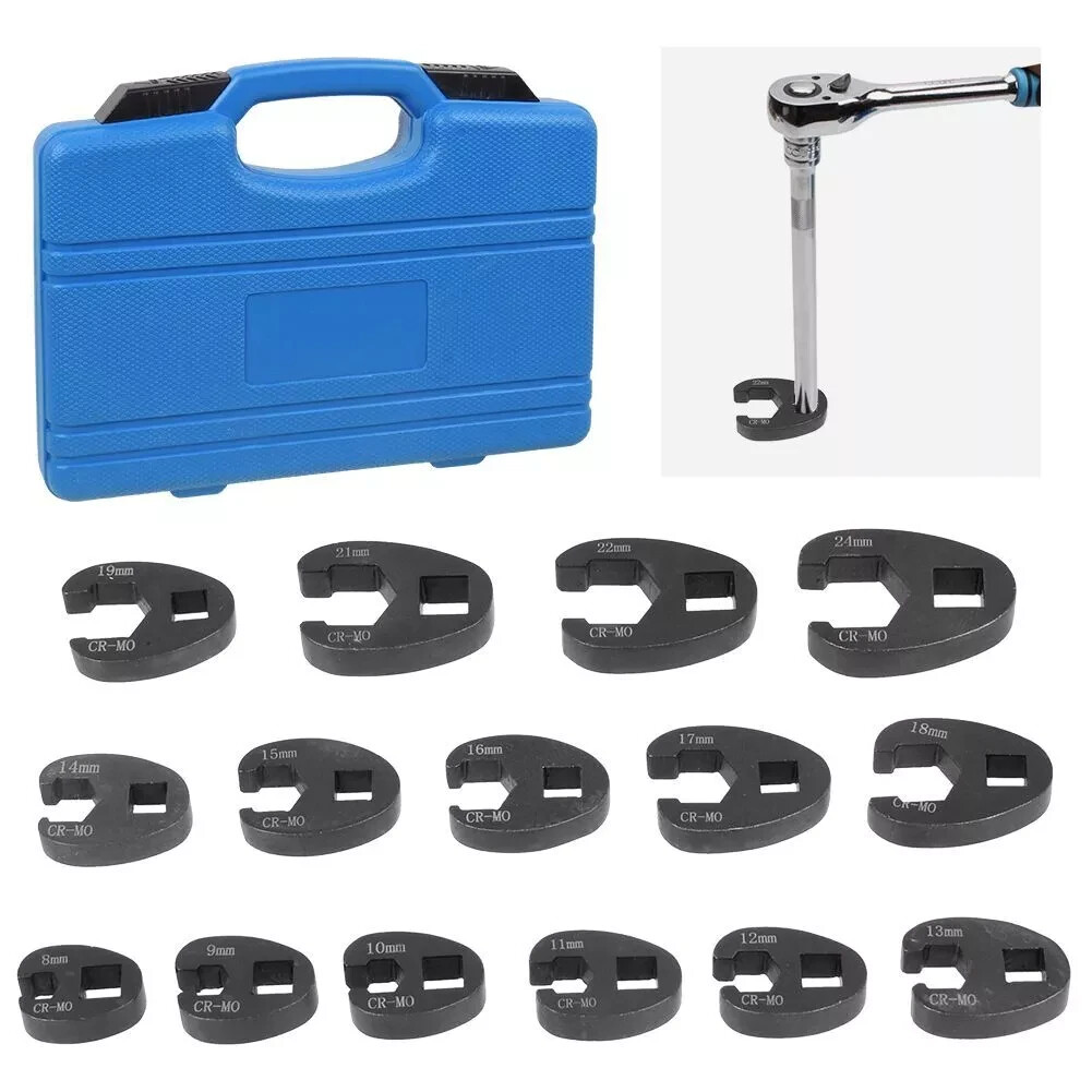 19PCS Crowfoot Wrench Set Metric Crows Foot 8-32mm Flare Nut Wrench Set Tool Kit