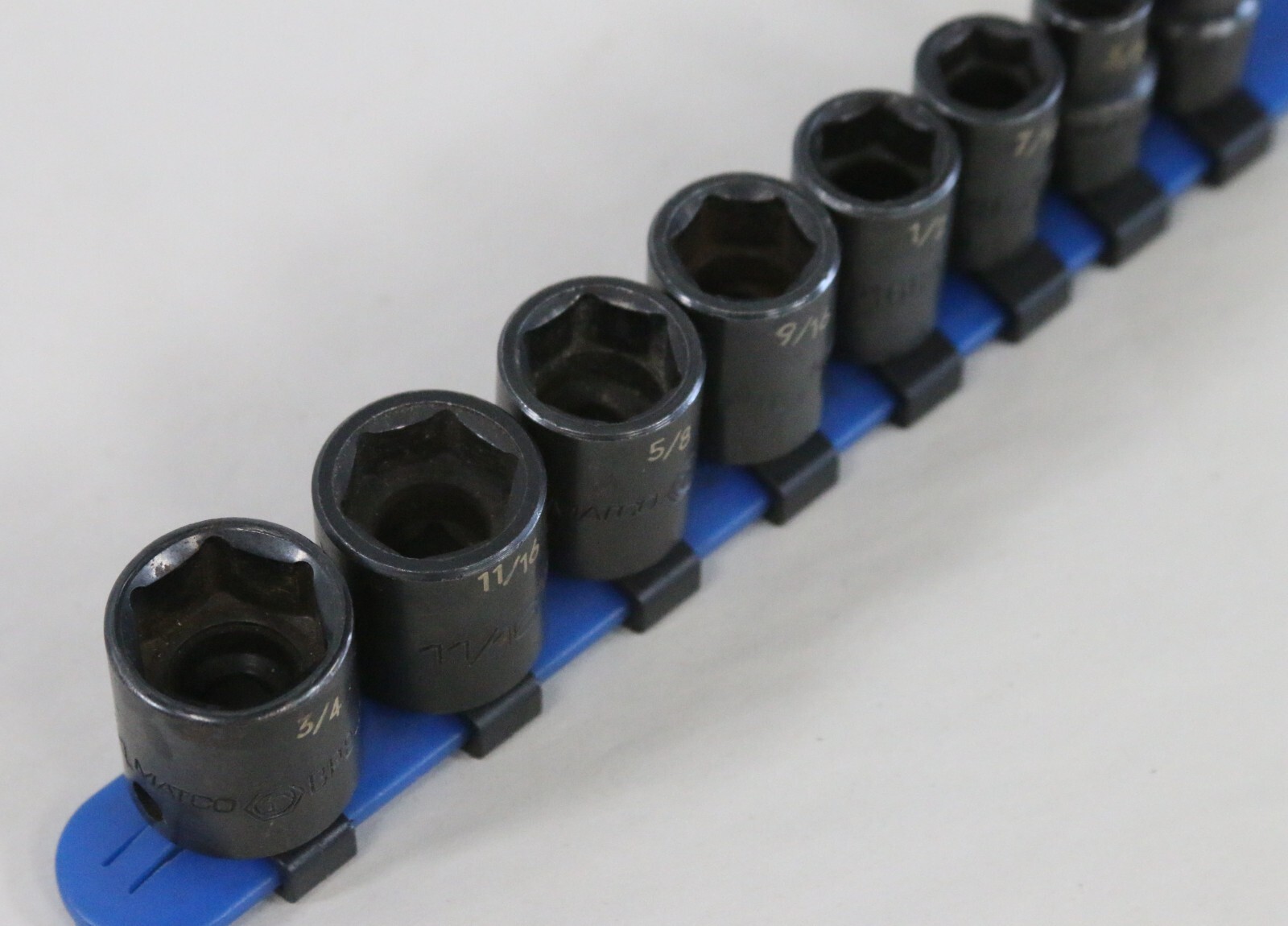Matco SAE Standard 6 Point Impact Socket Set 5/16″- 3/4″ Pre Owned Free Shipping