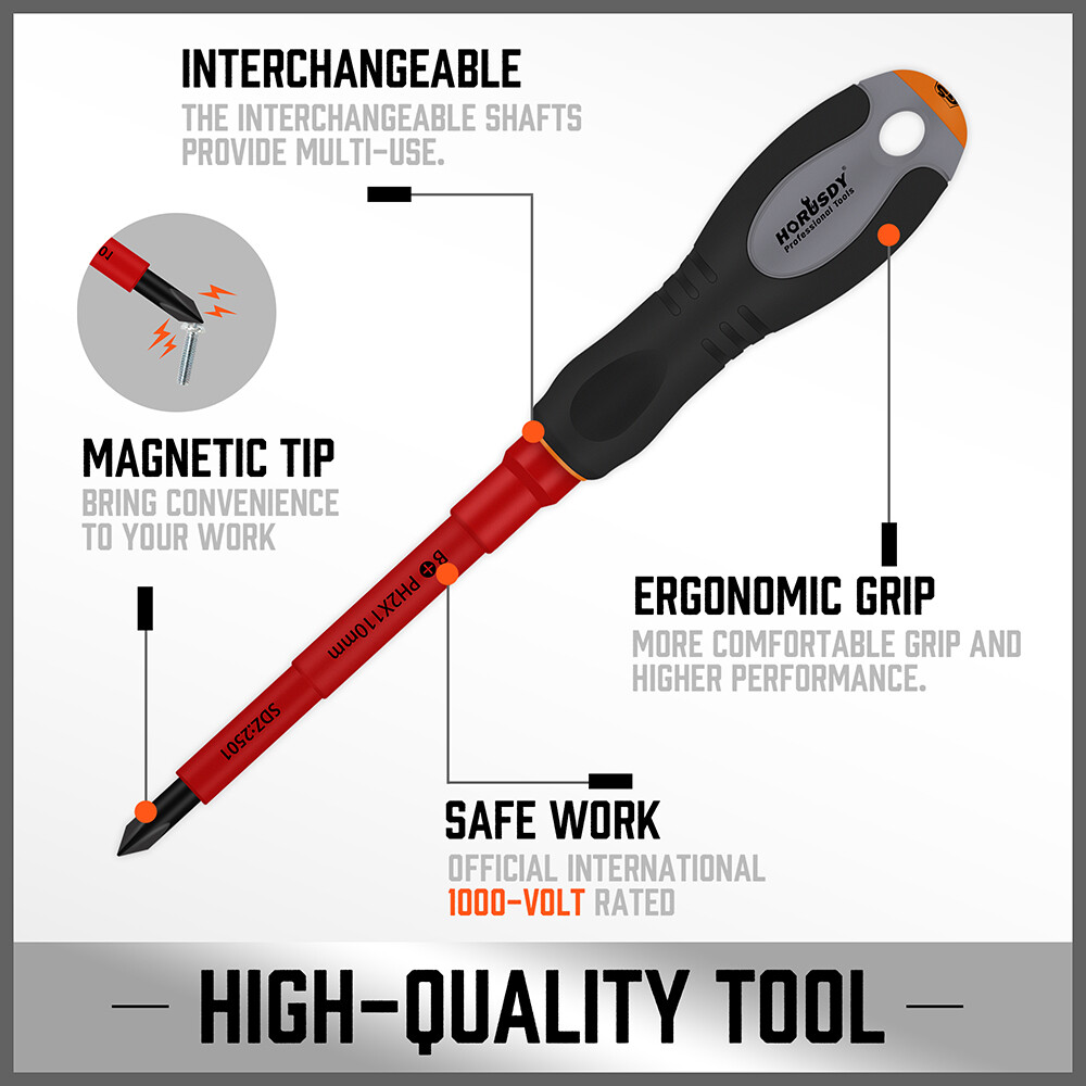 1000V Insulated Electrician Screwdriver Set 10 PC All-in-One Magnetic Tip