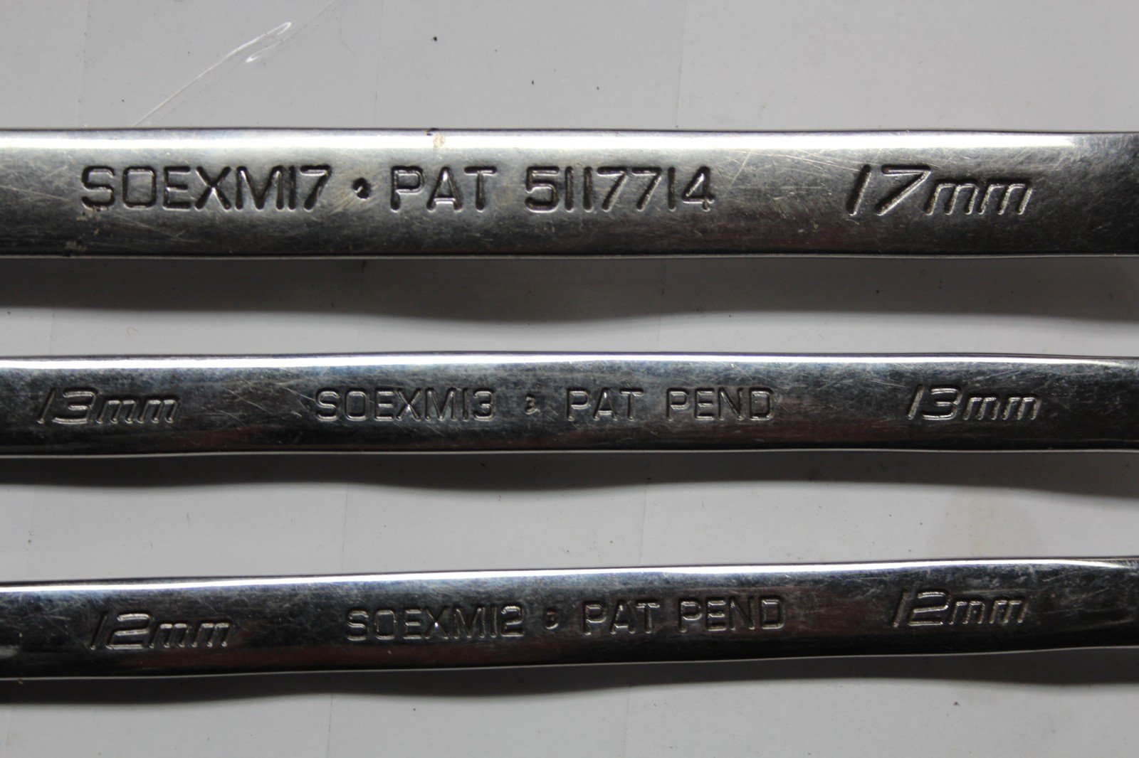 Snap-on SOEXM17 SOEXM13 SOEXM12 Metric Flank Drive Plus Combination Wrench Set