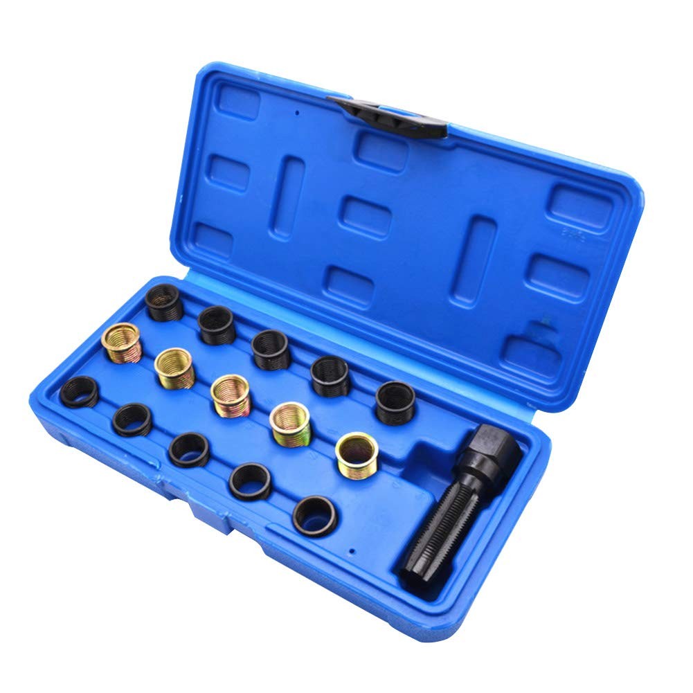 Kit Reparación Rosca Bujía M14x1.25 Machuelo M16 Insertos Acero al Carbono 16PCS