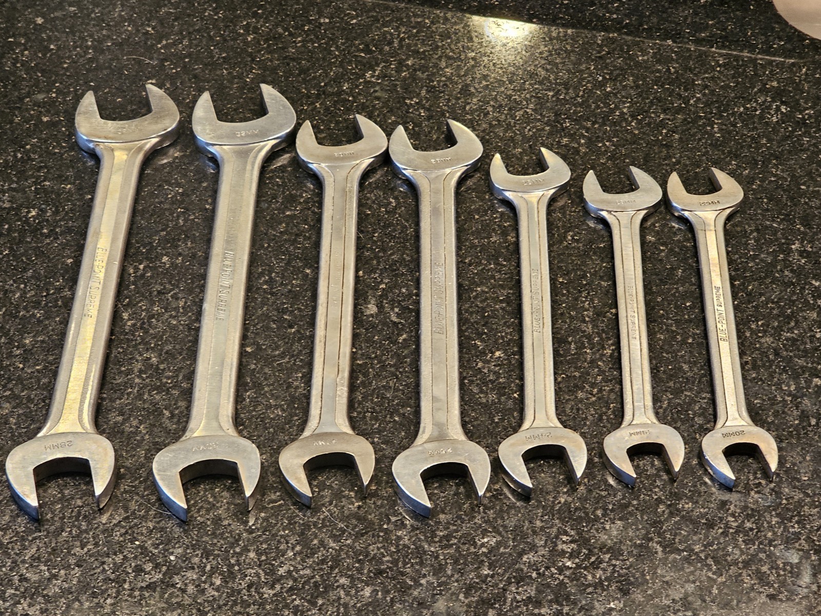 Vintage 7pc Blue-Point Supreme Open End JUMBO Large Metric Wrench Set 20-32 mm