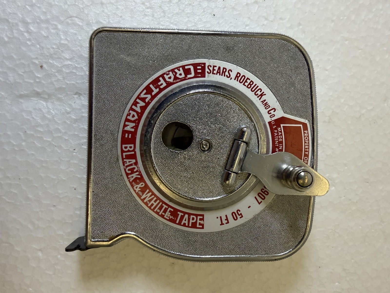 Vintage 50ft Craftsman Black and White Tape Measure Sears Roebuck CO 3907 USA