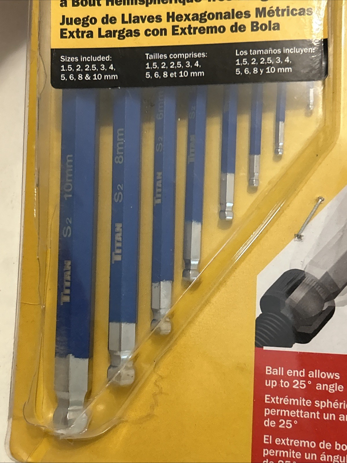 Titan Tools 12714 9 Pc. Extra Long Metric Ball End Hex Key Set