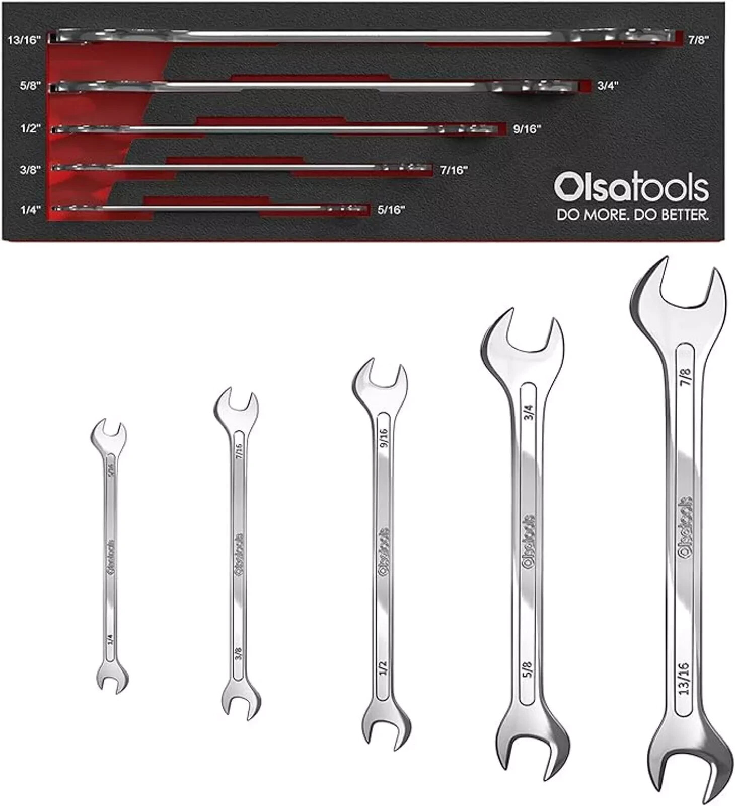 Flat Wrench Set 5pc SAE Slim Profile Open End Wrench Set Thin Mechanic DIY Tools