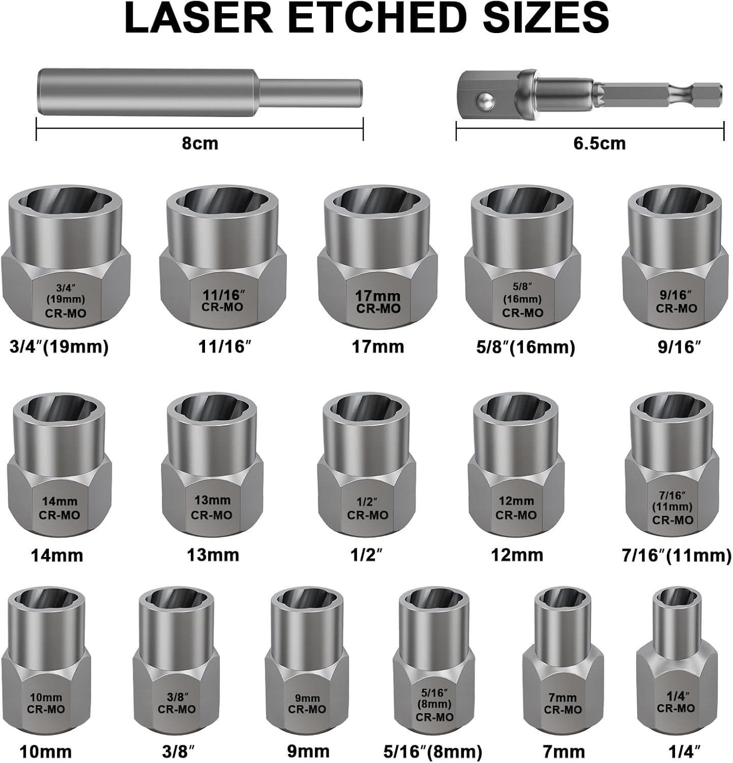 Stripped Bolt Extractor Kit, 18-Piece Bolt Extractor Socket Set, 3/8″ Drive R…
