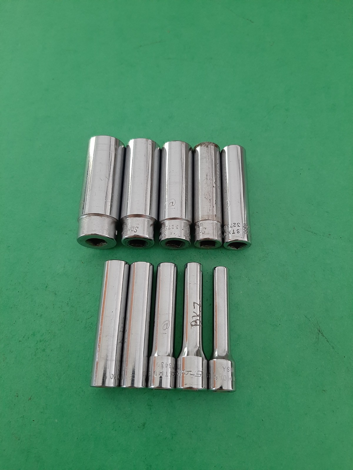 10pc Snap-on Tools USA 1/4″ Drive SAE Deep 12pt POINT Chrome Socket Set READ!!