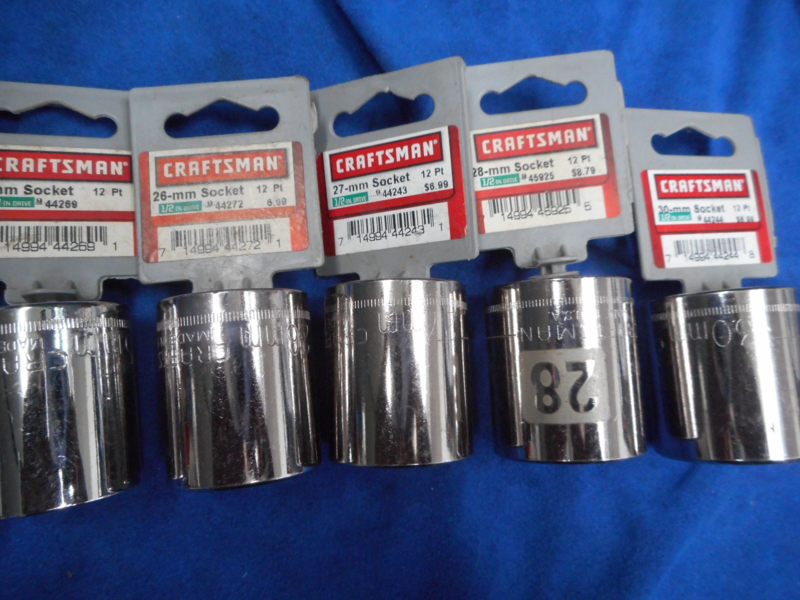 Craftsman 1/2″ drive Metric 12pt hex socket set, 21mm-30mm, NEW, Made in USA