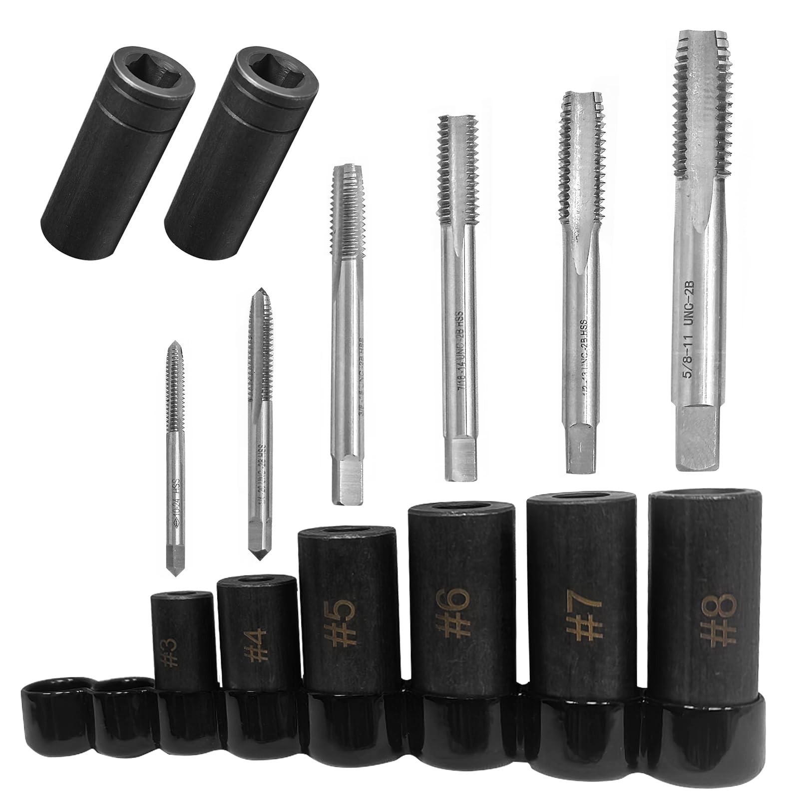 8-Piece Tap Socket Set – 1/4″ & 3/8″ Drive, Fits 1/2″ & 1/8″ NPT, Up to 12mm Met