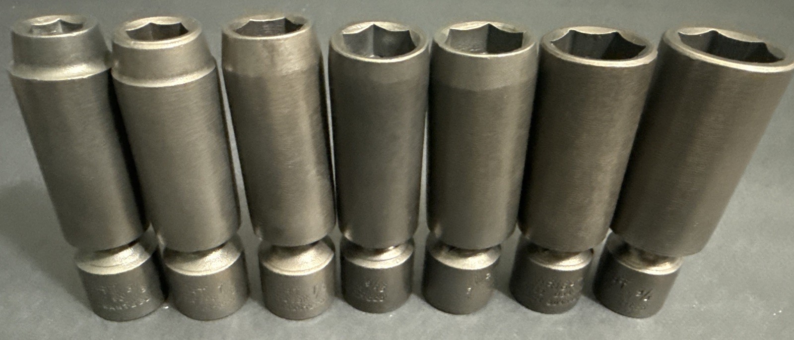 WRIGHT TOOL 7pc 3/8” Dr UNIVERSAL SWIVEL DEEP IMPACT SOCKET SET 3/8” – 3/4” SAE