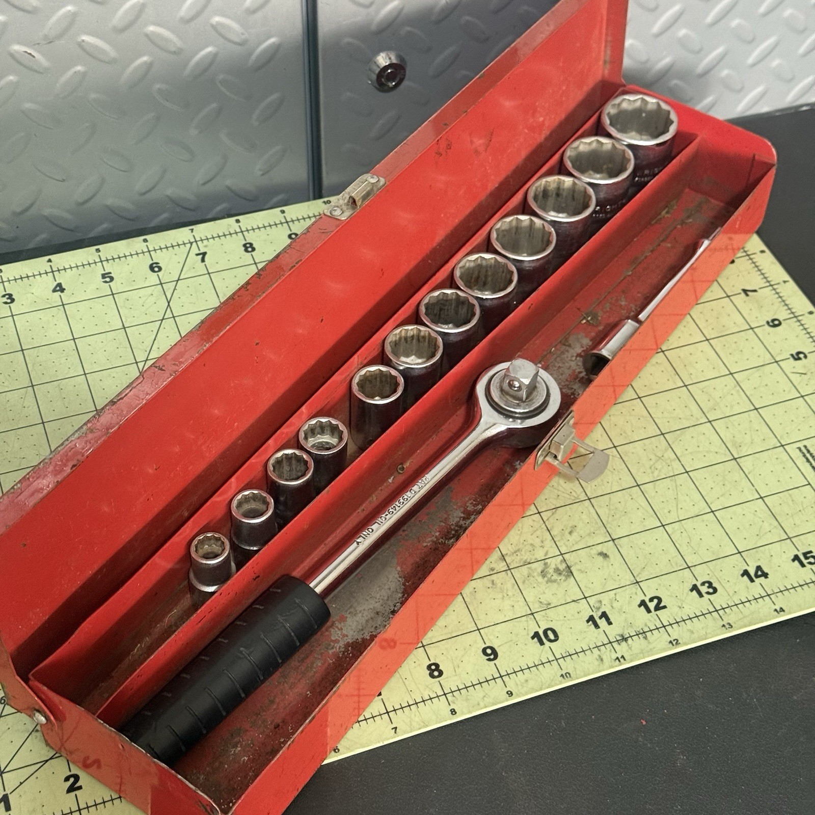 Lot of 14 Wright 1/2” Drive Sockets and Metal Case