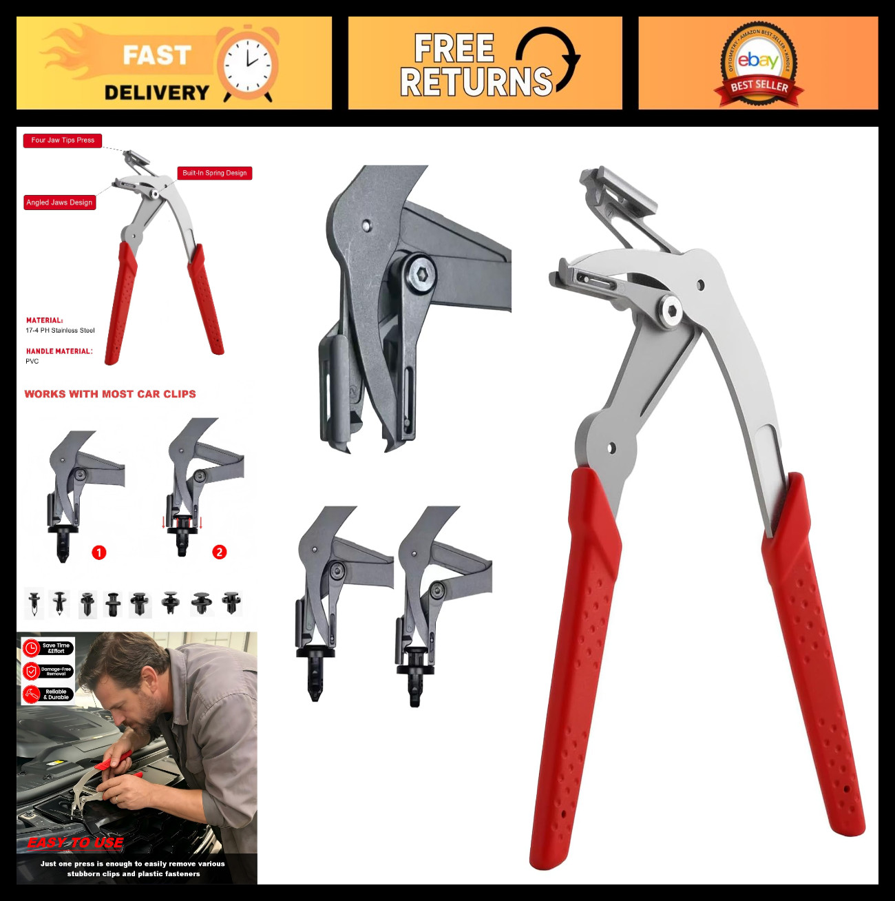 Universal Car Clip Pliers – Trim & Door Panel Removal Tool, Damage-Free Fastener