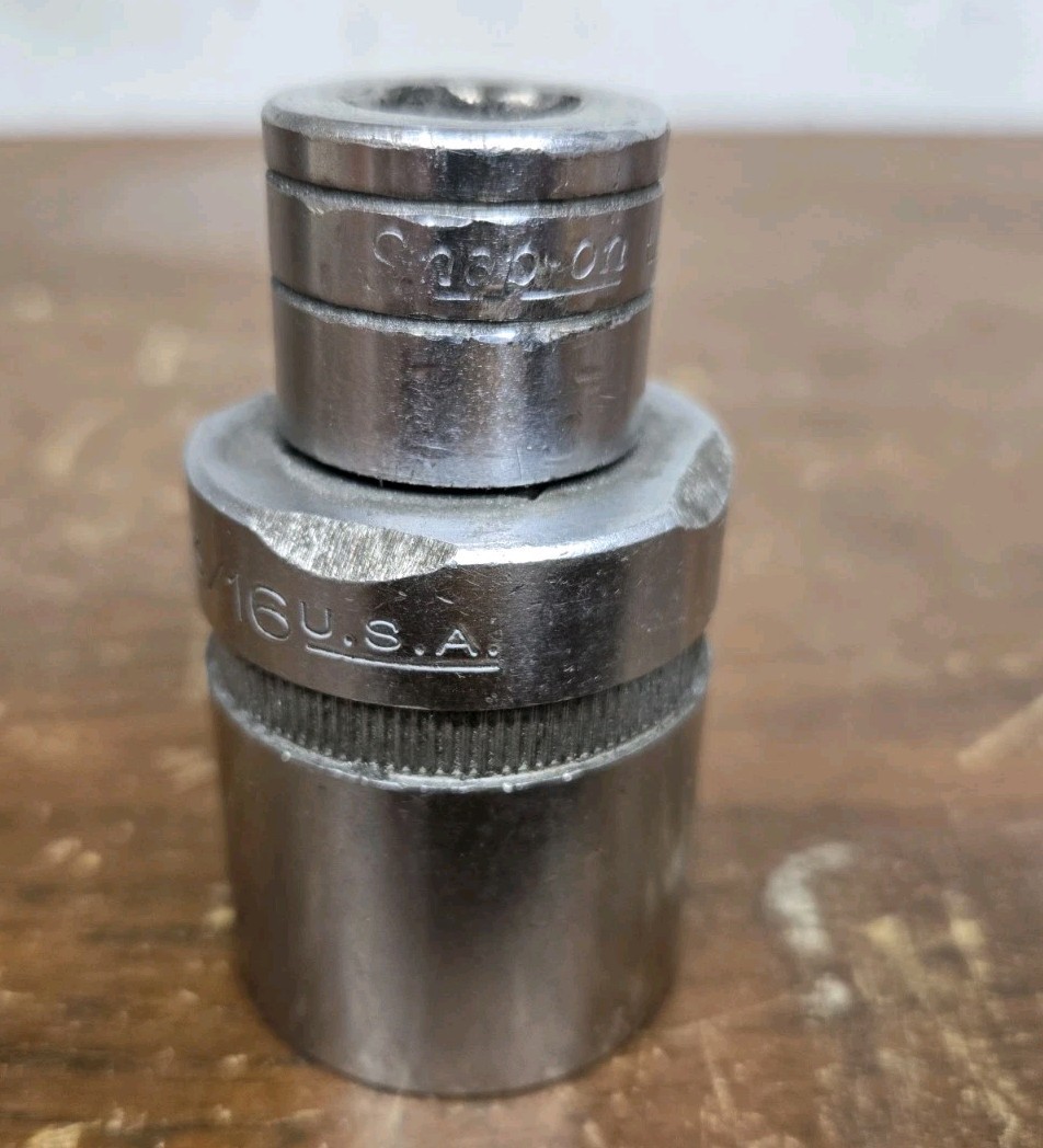 Snap-On 1-3/16″ 12 Point Socket 3/8″ Drive SAE USA Chrome Vintage