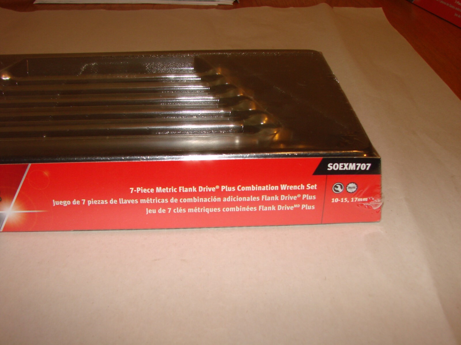 snap on 7 piece metric flank drive plus combination wrench set NEW