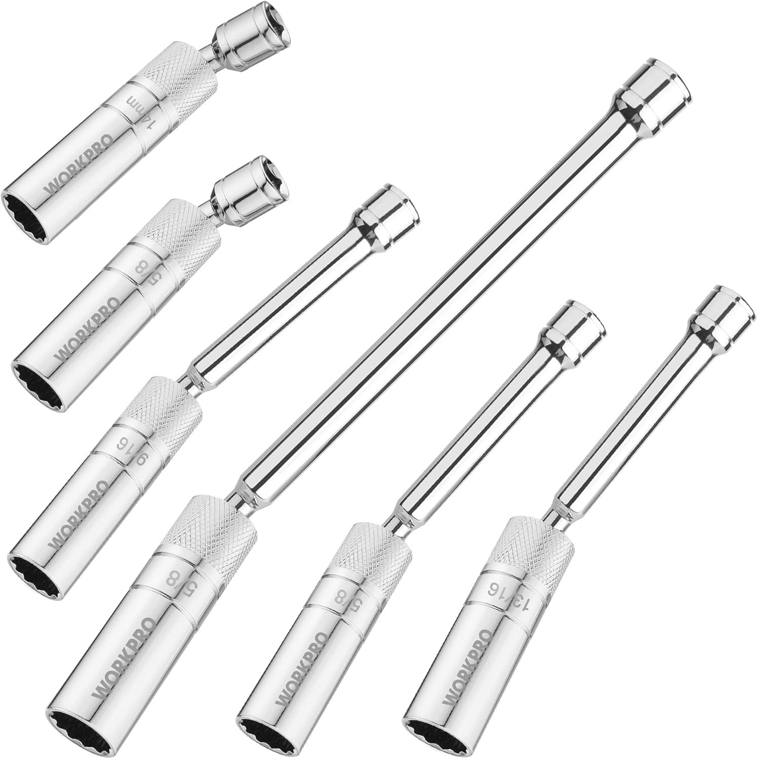 6PC Spark Plug Socket Set, 3/8″ Drive, Magnetic Core