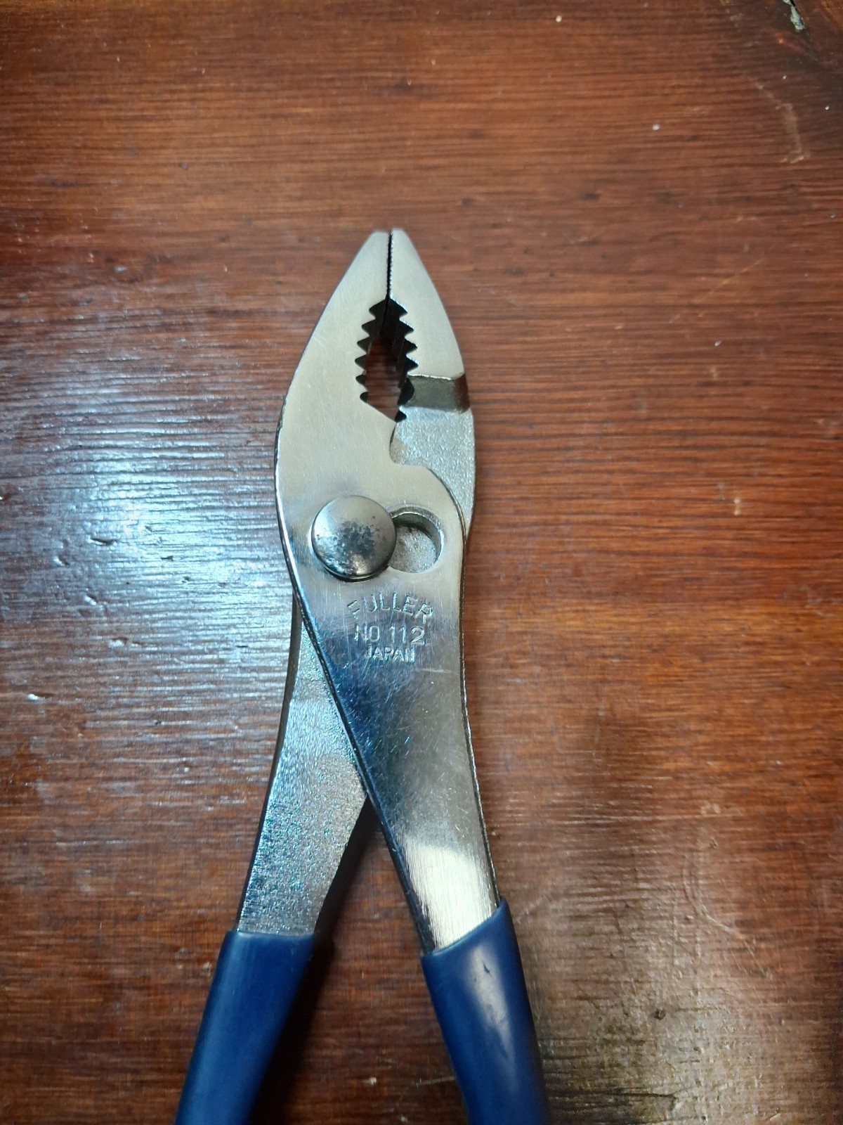 Fuller Slip Joint Pliers No. 112 Rubber Grip Made in Japan 8″ dark blue handles