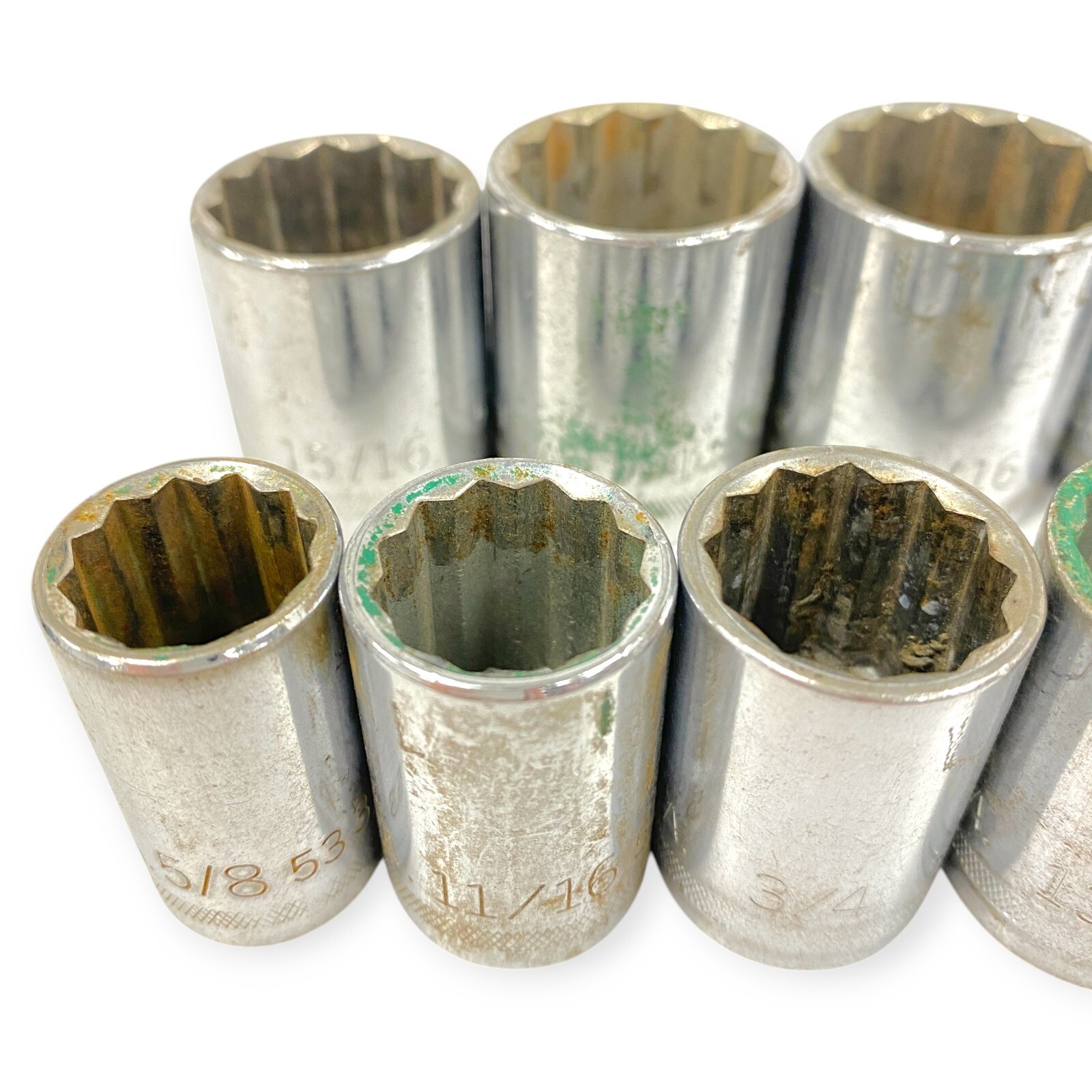 Easco 1/2» Drive 12 Point SAE Socket 5/8 in to 1-1/8 in, 9 pcs Set, Made in USA