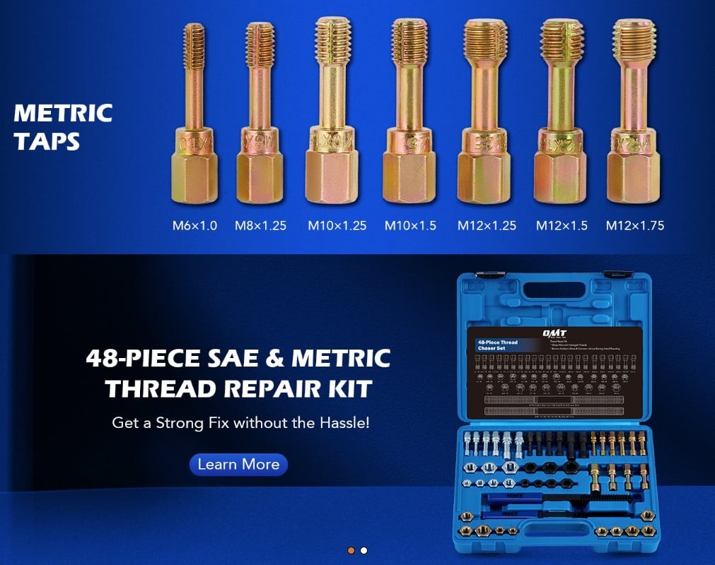 Orion Motor Tech 15pc Metric Rethreading Kit Tap Die Set M6 M8 M10 M12