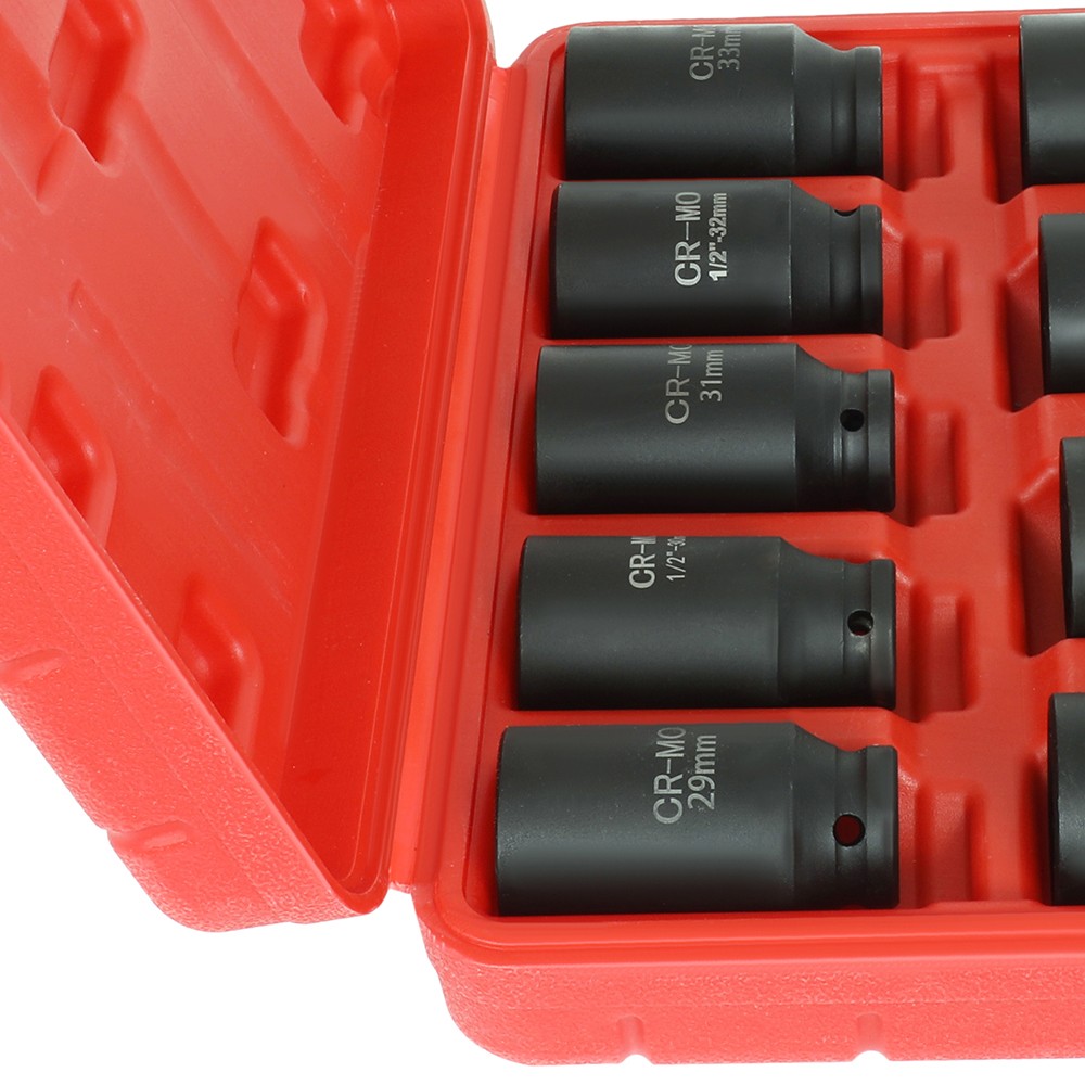 Deep Impact Socket Tool 9 Pcs/Set 1/2″ Drive Metric Axle Hub Nut Socket 29-38mm