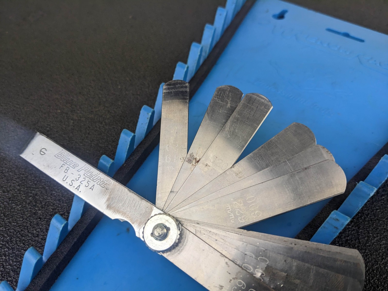 #bl570 Blue Point FB325A Feeler Gauge Set 25 Blades Inches SAE Metric USA