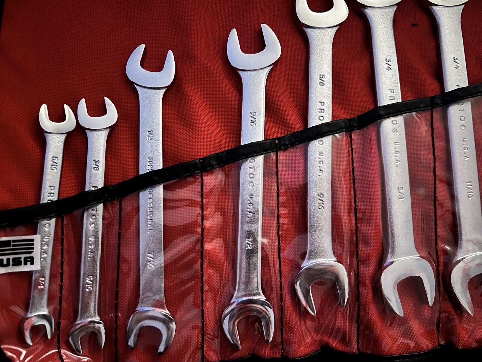 Proto Open End Wrench Set 10 PC J3000H Made In USA Wit Bag. Free Shipping