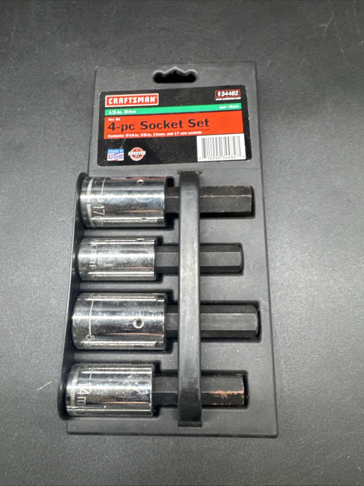 Craftsman 934482 1/2″ Dr. Metric And Sae Hex bit sockets 14mm,17mm,9/16, 5/8 USA