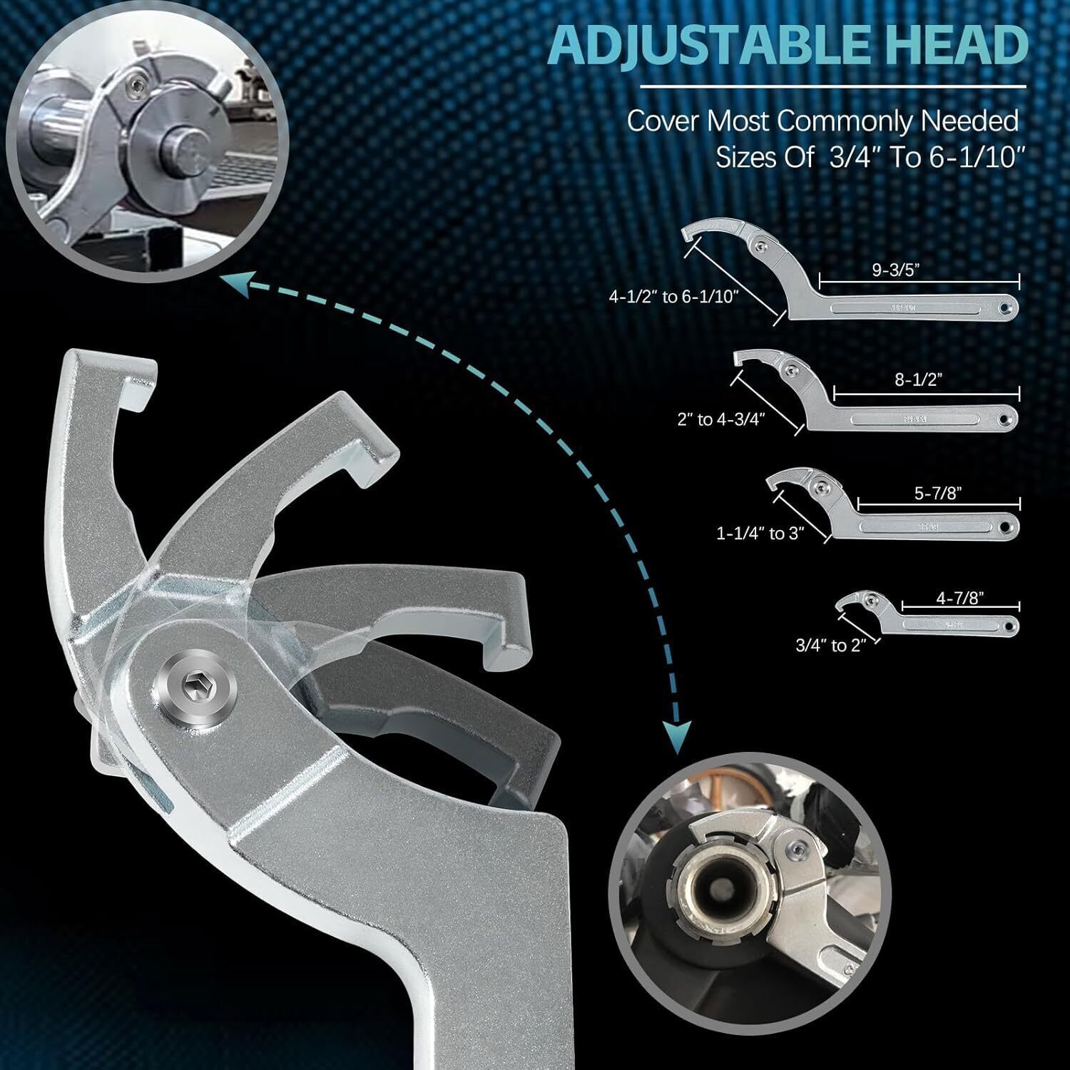 8 Pack Adjustable Hook C Pin Spanner Wrench Tool Set Nut Wrench 3/4″ to 6-1/10″